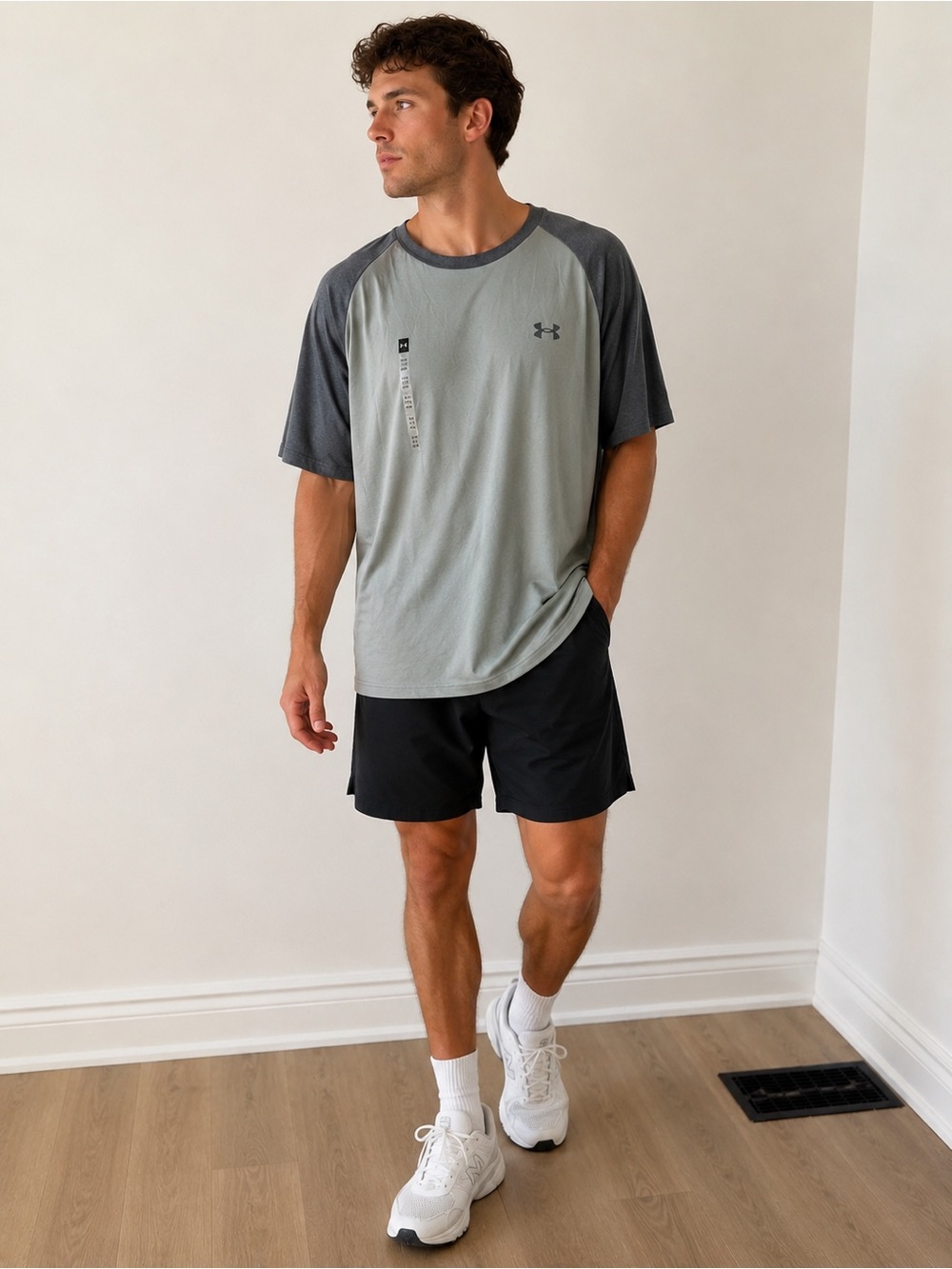 Under Armour Men’s Black  and Grey Athletic Shirt with Mesh Panels